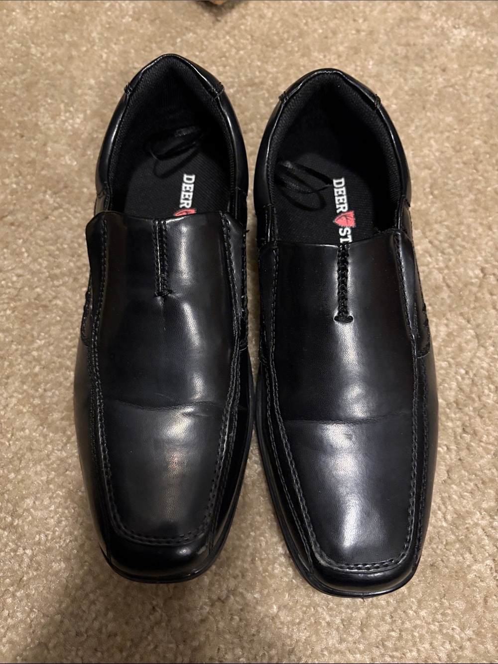 Deer Stags Black Slip-On Square Toe Dress Loafers Boys